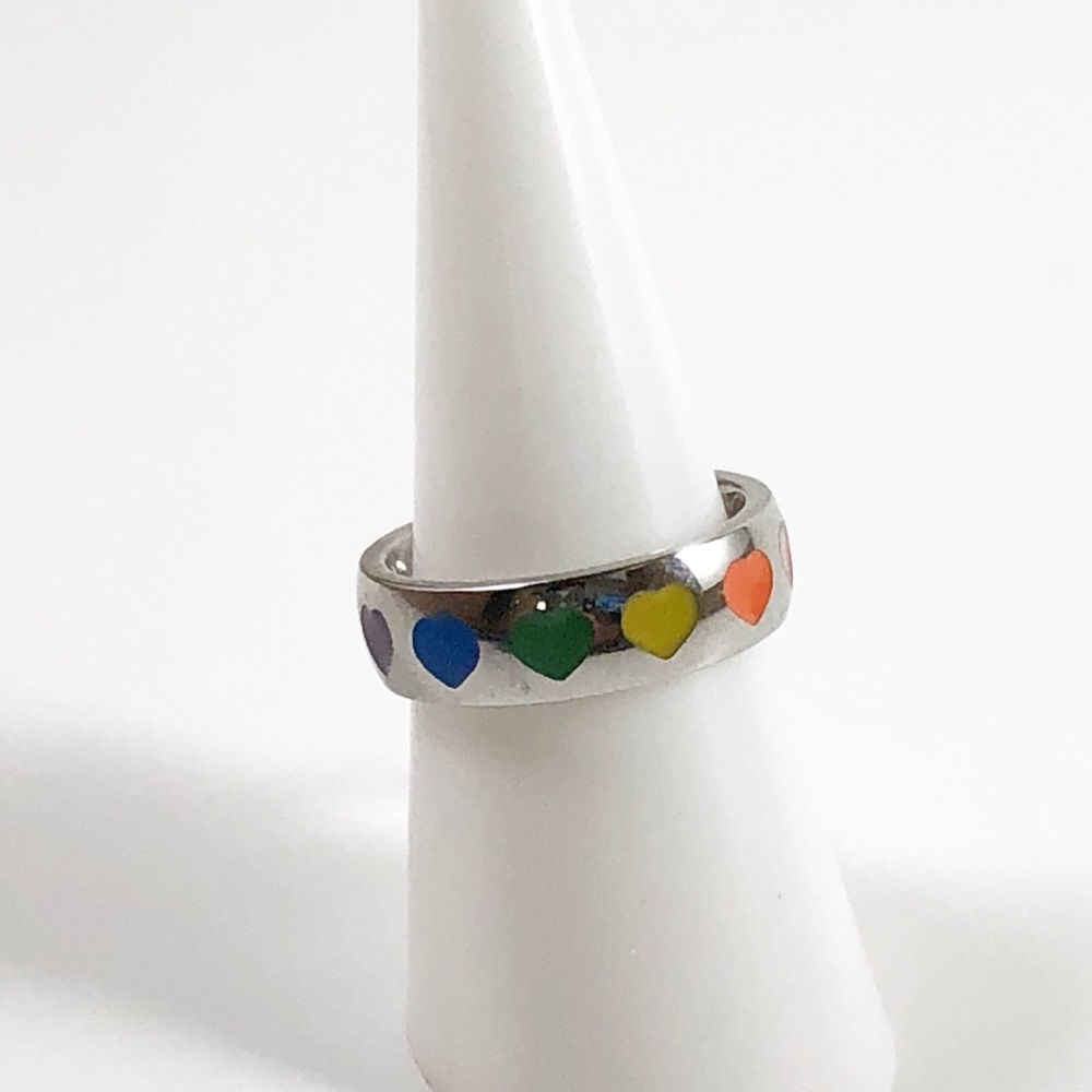 Rainbow Colored Hearts Band Love is Love